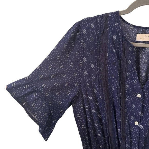 Anthropologie x Isabella Sinclair Bandera Ruffled Tunic Dress Navy Blue Size M - Picture 8 of 13